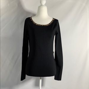 Carmen Black Rayon Sweater with Belt Clips